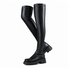 Stay warm and stylish in the Elvira Women's Over-the-Knee Elastic Boots from USS Shoes. These round-toe boots feature a solid pattern over-the-knee shaft made of durable polyurethane with an elastic breathable lining. The plush insole and square heel provide comfort and support, while the rubber outsole shakes off wet and slippery surfaces with ease. Fits true to size. • Shaft Material: Polyurethane • Outsole Material: Rubber • Upper Material: Polyurethane • Season: Winter/Autumn • Insole Materi Elastic Boots, Brand Collaboration, Shake It Off, Black 7, Over The Knee, Stay Warm, Black Boots, Heel Height, Slip On