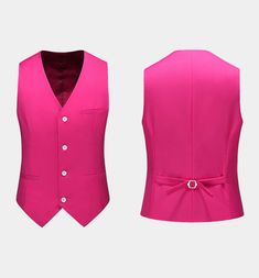 Finely crafted from high-quality material, durable and timeless, this single-breasted 3 piece pink suit is fully lined and has two exterior flap pockets. The long-lasting fabric is soft and comfortable. The slim fit suit jacket has two functional breast pockets, one exterior, and one interior. This classic deep pink outfit is the right choice to wear for those special days such as weddings, proms, anniversaries, even formal business functions. You absolutely can’t go wrong with this stylish men' Hot Pink Suit, High Low Bridesmaid Dresses, Prom Suits For Men, Prom Suit, Prom Tuxedo, Modern Suits, Suits Prom, Girls Dress Shop, Suit For Men