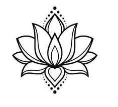 a black and white drawing of a lotus flower