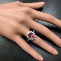 3.90 Carats Natural Tourmaline and Diamond 14k Solid White Gold Ring - Etsy Canada Tourmaline, Round Diamonds