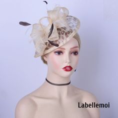 New elegant design!  Size: about L26xW14 cm (it is handmade products so each one maybe vary a little) satin covered 13mm headband at the back to attach to head Ideal for wedding/party/races/church It is handmade product and every hat is well inspected before shipment,no return accepted.But please do contact us if you have any problems on your order.Thanks for your supports. Adjustable Beige Wedding Hat, Beige Headband Mini Hat For Kentucky Derby, Beige Mini Hat Headband For Kentucky Derby, Beige Mini Hat Headband For Weddings, Beige Kentucky Derby Mini Hat Headband, Adjustable Beige Fascinator For Church, Beige Party Mini Hat On Headband, Beige Party Mini Hat With Headband, Beige Headband Mini Hats For Party