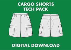 Digital Tech Pack for Cargo Shorts Design | Cargo Shorts Design Templates and Specifications Introducing our digital tech pack for cargo shorts! Our tech pack is a comprehensive document that includes all the necessary information for the manufacturing of your custom cargo shorts. With detailed technical drawings, measurements, materials, colors, trims, and other relevant specifications, you can be sure that your cargo shorts will be produced to your exact specifications and standards. By using our tech pack, you can avoid costly production errors that can result from miscommunications between designer and manufacturer. Our pack ensures that your design vision is accurately translated into a finished product. You'll also find a front view and back view sketch of the cargo shorts. We've inc Cargo Shorts Drawing, Cargo Shorts Pattern, View Sketch, Shorts Drawing, Shorts Design, Technical Drawings, Clothing Design Sketches, Flat Sketches, Tech Pack