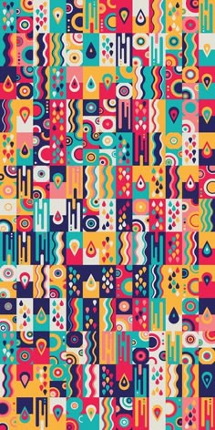 an abstract pattern with many different colors and shapes