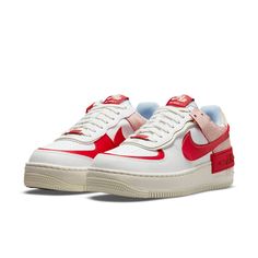 Nike Womens WMNS Air Force 1 Shadow White Red CI0919-108 Cheap Air Force 1, Air Force 1 Shoes, White Gym, White Air Force 1, Nike Air Force 1 Shadow, White Air Forces, Air Force 1 Shadow, Nike Shoes Women, Nike Cortez Sneaker