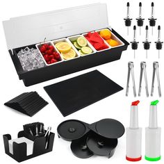 an assortment of kitchen gadgets and utensils