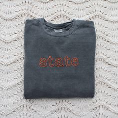 How cute are these custom outlined embroidered sweatshirts?! These hand made pullovers are made to order and are perfect for gameday, a new mom or bride, teacher appreciation, or a simple birthday gift. Customize with any combination of characters or words up to 15 letters with 1-4 thread colors. Examples include, abbreviations, a name/nickname, a special date, a state, school, or a fun simple phrase. - Each sweatshirt is made to order! Because of this, the process of obtaining materials, and orders ahead of yours, it can take up to two months for us to ship out your sweatshirt. Thank you for your patience! - No refunds/exchanges - Make sure all spelling is correct! - Sweatshirts are true to size and do not usually run big. If you like a baggier sweatshirt, consider going up a size! - Comf Embroidered Long Sleeve Game Day Sweatshirt, Embroidered Cotton Sweatshirt For College, Fall School Spirit Embroidered Sweatshirt, Cotton Sweatshirt With Machine Embroidery For College, School Spirit Cotton Sweatshirt With Embroidered Logo, School Spirit Embroidered Cotton Sweatshirt, Game Day Embroidered Crew Neck Sweatshirt, Custom Embroidered Sweatshirt For School Spirit In Fall, Game Day Cotton Sweatshirt With Embroidered Logo