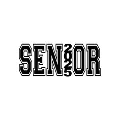 the word senior is shown in black and white