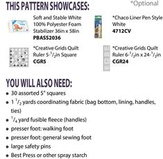 the instructions for how to use this pattern showcaseer's tools and patterns in quilting