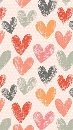 a pattern with hearts on a polka dot background