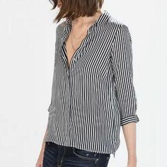 Ladies Striped Shirts, Casual Slim  #blackfriday #kenyafashion #style #womentops #Tops #blogger #lestyleparfait #clothing #fashionista #women Long Blouses, Stripes Blouse, Office Shirts, Formal Dress Code, Chiffon Tops Blouses, Striped Shirts, Stitch Fit, Blouse Shirt