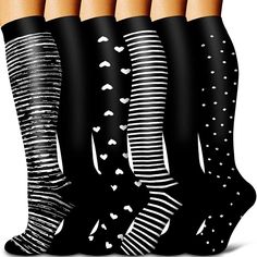 6 Pack Sport Copper Infused Compression Socks for Men Women 01 Womens Compression Socks, Socks For Women, Striped Socks, Compression Socks, Athletic Socks, Knee High Socks, Sport Socks, Ankle Socks, 6 Pack