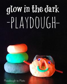 glow in the dark playdough with text overlay