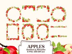 apples and leaves are arranged in the shape of letters that spell out apple's