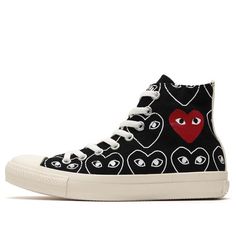 1CL704-BLACK Converse Cdg, Comme Des Garcons Play Converse, Converse X Comme Des Garcons, Converse Comme Des Garcons, Japanese Mens Fashion, Play Converse, White Canvas Shoes, Comme Des Garcons Black, Limited Edition Sneakers