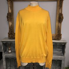 Free size, fits from S to XXL Vintage fine cotton knit pullover sweater from Burberry  Condition - has some stain marks on sleeve and front Oversized Fine Knit Turtleneck Top, Oversized Turtleneck Fine Knit Sweater, Oversized Fine Knit Turtleneck Sweater, Oversized Fine Knit High Neck Sweater, Oversized High Neck Fine Knit Sweater, Classic Oversized Turtleneck Top, Oversized Classic Turtleneck Top, Classic Yellow Sweater For Fall, Yellow Turtleneck Top For Winter