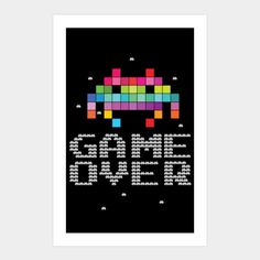 an old school pixel art poster with the word game on it's back ground