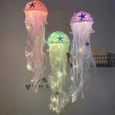 Ocean Night Light, Hanging Ceiling Lights Bedroom, Magical Room Aesthetic, Ceiling Light Aesthetic, Space Themed Room Aesthetic, Under The Sea Room Decor, Sea Theme Room, Cute Fairy Lights, Soft Light Aesthetic