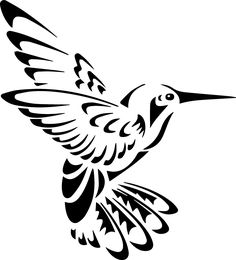 a black and white drawing of a humming bird