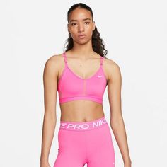 Nwt! Size Xl V-neck Sports Bra With Light Support, Pink V-neck Activewear For Workout, V-neck Go-dry Activewear For Sports, Pink V-neck Sports Top, Pink V-neck Sporty Activewear, Athleisure V-neck Activewear With Light Support, V-neck Bra-friendly Sports Top, Sporty V-neck Activewear For Training, Nike Bra