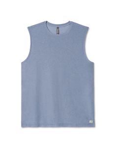 The softest piece of workout gear on the planet gets a new life in this breezy muscle tank. Fully functional and endlessly comfortable, you'll wear this tank all summer long. | Vuori Strato Muscle T-Shirt / Tee | Chambray Heather | XL Vuori makes premium performance apparel inspired by the active Coastal California lifestyle; an integration of fitness, surf, sport, and art. Breaking down the boundaries of traditional activewear, we are a new perspective on performance apparel. Versatile Sports Tank Top For Summer, Versatile Summer Sports Tank Top, Summer Athletic Fit Muscle Tee For Workout, Versatile Tank Top For Sports In Summer, Functional Cotton Tops For The Gym, Summer Workout Muscle Tee With Athletic Fit, Cotton Summer Activewear For Workout, Cotton Relaxed Fit Activewear For Yoga, Relaxed Fit Cotton Activewear For Yoga