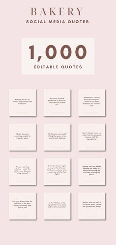 a pink background with white squares and the words baki ray social media quotes 1, 000