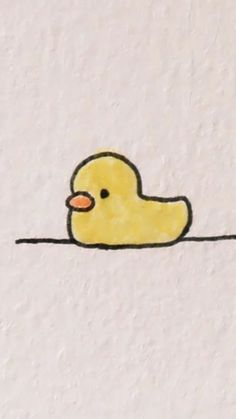 a drawing of a yellow rubber duck floating on water