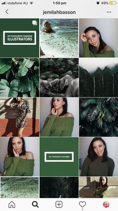 an iphone photo collage with green and white images, including the words'international lusitators '