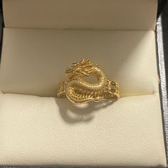 Not Gold Filled Not Gold Plated Sizes 7-1/2 And 8-1/2 2.85 Grams Dragon Necklace Gold, Dragon Signet Ring, Saudi Gold, Dragon Ring, Gold Dragon, Dragon Necklace, Ring Color, Chinese Dragon, Plate Size