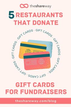 five restaurant gift cards for fundraisers with the text 5 restaurants that donaate on them