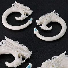 White Carved Spiritual Jewelry, Adjustable White Resin Jewelry, Artistic White Adjustable Jewelry, Bone Dragon, Red Velvet Oreo, Internally Threaded Jewelry, Ear Gauge, Mod Jewelry, Organic Jewelry