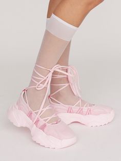 Pink Lace Up Ballet Sneaker – Lazy Oaf Cinderella Christmas, Ballet Sneakers, Pink Fabrics, Jirai Kei, Ballet School, Melissa Shoes, Lazy Oaf, Stylish Handbags, Style Upgrade