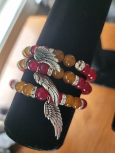 Hawks inspired bracelet! Trendy Handmade Beaded Bracelets For Healing, Hand Wrapped Czech Glass Bracelet Gift, Hawks Bracelet, Anime Shopping, Mha Hawks, Bday Stuff, Mha Stuff, Glass Beaded Bracelet