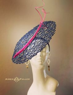 Kentucky derby fascinator in Navy and hot pink. FEEDBACK FROM THIS STYLE: This fascinator was everything and more!! All her hats are beautiful. I will buy again!! --Khari in New Orleans Structured, chic criss-cross woven material.   Easy-to-wear headband fascinator makes a statement, and can be worn to a myriad of events: Easter, Bridal, Derby-Wear, Del Mar Races, Hat Contests, Church, Gala, Kentucky Derby, Melbourne Cup, High Tea, Weddings, Cocktail Parties, Weddings, and More.  Some customization available; please message with your requests to see if we can meet your needs. *FREE SHIPPING  For more STATEMENT JEWELRY and HANDMADE HATS go to www.aimeesfuller.com Aimee Fuller has been a trusted online seller since 1999, and is excited to bring her creations back to Etsy.  Though often copie Handmade Fitted High Crown Mini Hats, Handmade Fitted Mini Hat With High Crown, Handmade Fitted Fascinator For Races, Fitted Mini Hat With Flat Brim For Kentucky Derby, Fitted Mini Hats With Curved Brim For Races, Fitted Mini Hat With Curved Brim For Races, Fitted Cloche Mini Hat For Races, Fitted Mini Hats With Flat Brim For Races, Handmade Fitted Pink Hat