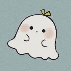 a drawing of a ghost with a bow on its head