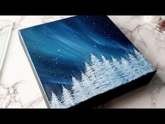 Easy Northern Lights Aurora Landscape Painting on Black Canvas | Acrylic Painting For Beginners - YouTube Northern Lights Canvas Painting, Black Canvas Acrylic Painting, Easy Acrylic Painting Ideas For Beginners, Night Painting Ideas, Christmas Paintings On Canvas Acrylics, Glowing Paint, Northern Lights Landscape, Aurora Landscape, Painting On Black Canvas