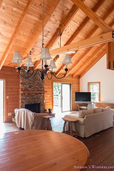 a living room filled with furniture and a fire place