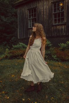 Lauretta Dress in Meringue Linen-Preorder Layered Petticoat, Cottagecore Fashion Aesthetic, Cottagecore Outfits, White Linen Dresses, Cottagecore Fashion, Feminine Fashion, Cottagecore Style, Fine Linen, Capped Sleeve Dress