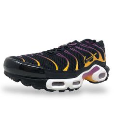 Nike Air Max Plus University Gold/Viotech Purple Mens Running Shoes Dx2663 001 * Name: Nike Air Max Plus * Gender: Mens * Category: Lifestyle/Running * Color: Black/Viotech Purple-Gold * Size: All * Retail: $180.00 * Condition: New * With Box: Yes -Feel Free To Ask Any Questions About The Style, Fit, Technology, Etc Of This Item. Sole Savings Has Been In The Footwear/Sporting Goods Industry For Over 15 Years And Would Love To Try To Help With Any Questions You May Have. All Products Sold By Sole Dynamic Black Custom Sneakers With Air Cushioning, Black Custom Sneakers With Air Max Cushioning For Jogging, Black Dynamic Custom Sneakers For Jogging, Black Sneakers With Vented Sides For Running, Dynamic Black Custom Sneakers For Jogging, Black High-top Running Shoes With Vented Sides, Black Running Shoes With Vented Sides, Black Custom Sneakers With Air Cushioning For Running, Black Dynamic Custom Sneakers For Light Sports