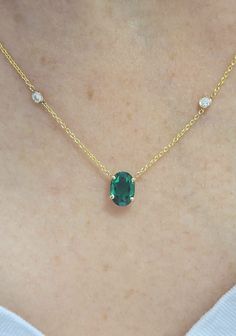 Perfect Emerald Diamonds Necklace for Wife to Be 7 x 5 mm Oval Pendant 14k Gold, Anniversary Necklace, Gold Necklace Gift, Wedding Necklace, Necklace for Bride. Setting Options (Choose & Checkout) White, rose or yellow Gold 14k or 18k Center Stone:  Emerald Chatham 7.00 x 5.00 mm  Carat weight 0.70 Color Green Clarity VS Cut Excellent  Side Diamond: 2 Diamond 0.10 Carat D VS1 Why ∙ It's ∙ Awesome ✓ Gemological Certificate  ✓ 20 Years of Experience ✓ 100% Original Designs ✓ Conflict-Free Diamonds & Gemstones ✓ Free USA Shipping ✓ Custom Orders ✓ Contact us for special request How ∙ Long ∙ It ∙ Takes Most of the world 1-2 Business days Thank a million for trusting and shopping with us 🥰 *All listing photos and designs are subject to copyright. *All rights reserved. SparkandBloomJewelry © 20 Classic Oval Emerald Necklace In Yellow Gold, Classic Yellow Gold Oval Emerald Necklace, Oval Diamond Cut Emerald Necklace For Anniversary, Classic Oval Emerald Birthstone Necklace, Classic Oval Emerald Necklace With Prong Setting, Oval Emerald Necklace, Necklace For Bride, Emerald Diamond Necklace, Grandmas Jewelry