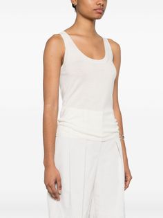 cream white cashmere knitted construction fine knit scoop neck sleeveless ribbed trim straight hem This item is in size L and the color is White Womens Cashmere, Fashion Wishlist, Fine Knit, Short Leggings, Knitwear Cardigan, Max Mara, Cream White, Women Collection, Everyday Look