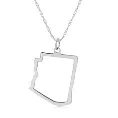 Show your hometown pride in our signature State Necklace. Dimensions: 0.5" W x 0.7" L Pendants without diamonds ship within 3 business days. Pendants with added diamonds ship within 1 week. Need it sooner? Contact us. State Necklace, Hometown Pride, Contact Us, Arizona, Diamonds