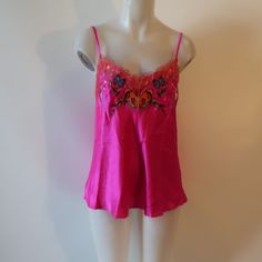 Nwt Womens Boheme Los Angeles 100% Silk Hot Pink Embroidered Design Camisole Xl Lace Trim Lined Adjustable Straps Retail: $202 Material: 100% Silk Measurements (Flat): Length: 20" Armpit: 17" New With Tags.. (#4). 4479_mutt- 1 Vacation Camisole Top With Floral Embroidery, Floral Embroidered Camisole Tops For Vacation, Floral Embroidery Camisole Tops For Vacation, Embroidered Camisole Tops For Spring, Spring Embroidered Camisole Top, Fitted Embroidered Camisole Top, Spring Embroidered Spaghetti Strap Tops, Spring Embroidered Camisole, Embroidered Spaghetti Strap Tank Top For Spring