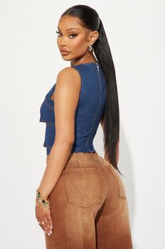 Available In Dark Wash. Denim Top Sleeveless High Neck Cut Out Details Back Zipper Closure Cropped Stretch Self: 65% Cotton 33% Polyester 2% Spandex Imported | Better Than Your Next Denim Top in Dark Wash size 2X by Fashion Nova Better Than Yours, Shirts Blouses, Top Sleeveless, Dark Wash Denim, Denim Top, Fashion Nova, High Neck, Cut Out, Spandex