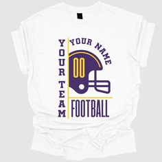 "Cheer on your favorite team in style with our Custom Football Shirt! 🏈⚽ Show your love for the game with a personalized touch - your name on the back makes it uniquely yours. The perfect gift for football moms and dedicated fans. Elevate your game day fashion with this must-have piece. ⚡ #CustomFootball #PersonalizedSportsStyle #GameDayFashion" ✨ K E Y * D E T A I L S ✨ Colors may vary slightly due to fabric and screen differences. 🌈 Premium DTF Printing for vivid graphics. ⚡️ Ships in just 1 Customizable Crew Neck T-shirt For Fan Gear, Team Name T-shirt For Sports Season, Sports Fan T-shirt With Team Name For Baseball Season, Customizable Cotton Sports T-shirt, Collegiate Game Day T-shirt With Team Name, Collegiate Sublimation T-shirt With Team Logo, Customizable White T-shirt For Sports Season, White Collegiate Sublimation T-shirt With Team Logo, Collegiate Sublimation Design With Team Logo