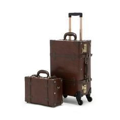 Inspired by the greatest period of traveling, the roaring 1920s, Cotrunkages handcrafted vintage carry on luggage set features a dense wrap-around pu leather body that is complemented by heavy-duty corned stitching for maximum protection. The soft leather handle is plush to the touch and wears handsomely over time as the bronze TSA locks lighten with every adventure. Weve also woven art print lining across the entire bag for a touch of detail and chic flair to sharpen your look. So prepare to bo Brown Luggage, 3 Piece Luggage Set, Leather Suitcase, Vintage Suitcase, Vintage Luggage, Bag Suitcase, Carry On Suitcase, Train Case, Caramel Brown