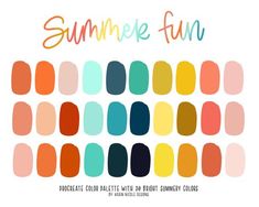 a poster with different colors on it that says summer fun