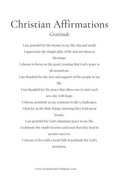 Christian Affirmations | Gratitude | Thankfulness Gratitude Affirmations, Healthy Mindset, Gods Grace, Mental And Emotional Health, Prayer Request, Christian Women