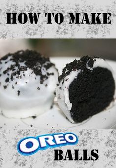 two oreo balls on a plate with the title how to make oreo balls