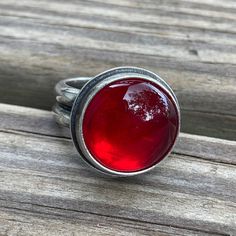 Round Red Rosarita Ring Sterling Silver, Size 7 US Metal Jewelry Making, Gemstone Rings Vintage, Jewelry Design Inspiration, Jewelry Workshop, Jewelry Studio, Trendy Necklaces, Fantasy Jewelry, Double Wide, Jewelry Inspo