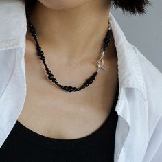 Gradual Black Onyx Clavicle Chain - floysun